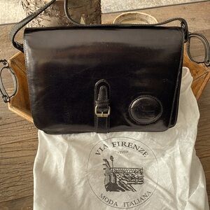 Black leather Via Firenze shoulder bag